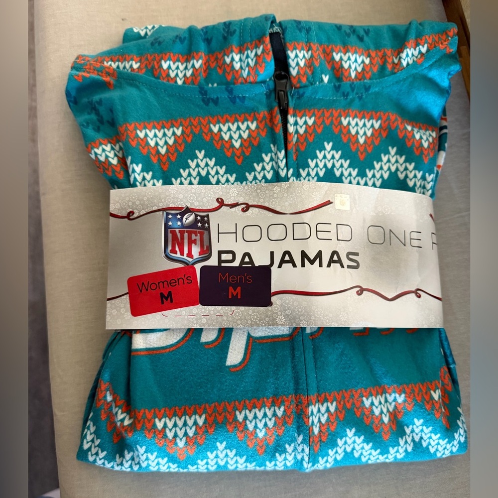NFL Teal, Orange and White Hooded One-Piece Pajamas
